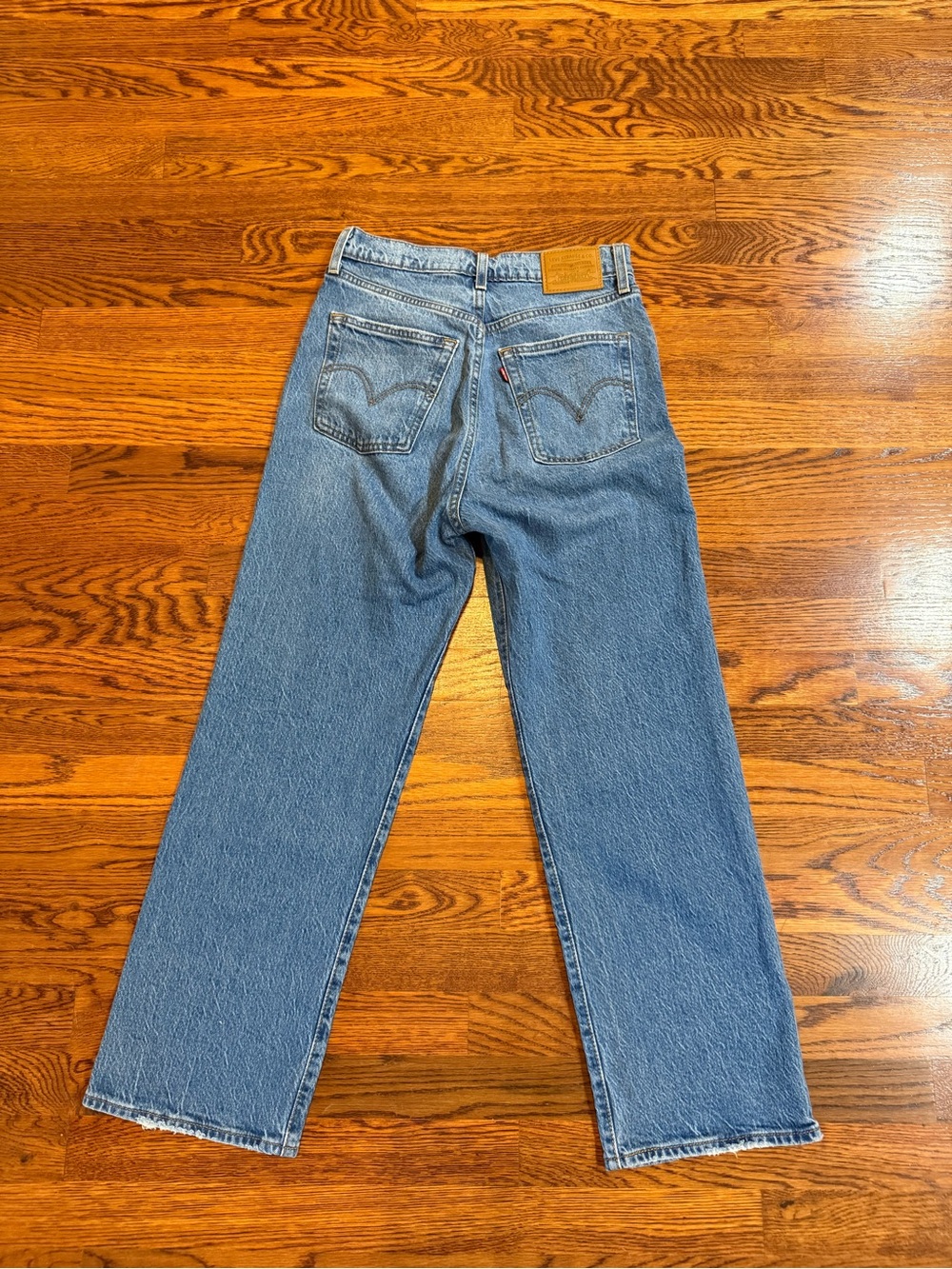 Levi Ribcage Straight Ankle Button Close Medium Wash Women 27 Denim Jean Pants
